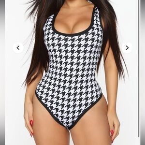 Black and White Houndstooth Women's bodysuit